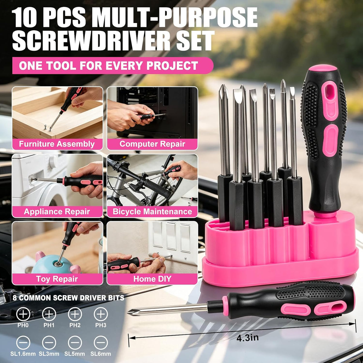 Car Emergency Kit for Women, Roadside Kit, Window Breaker, 10-in-1 Tool Set