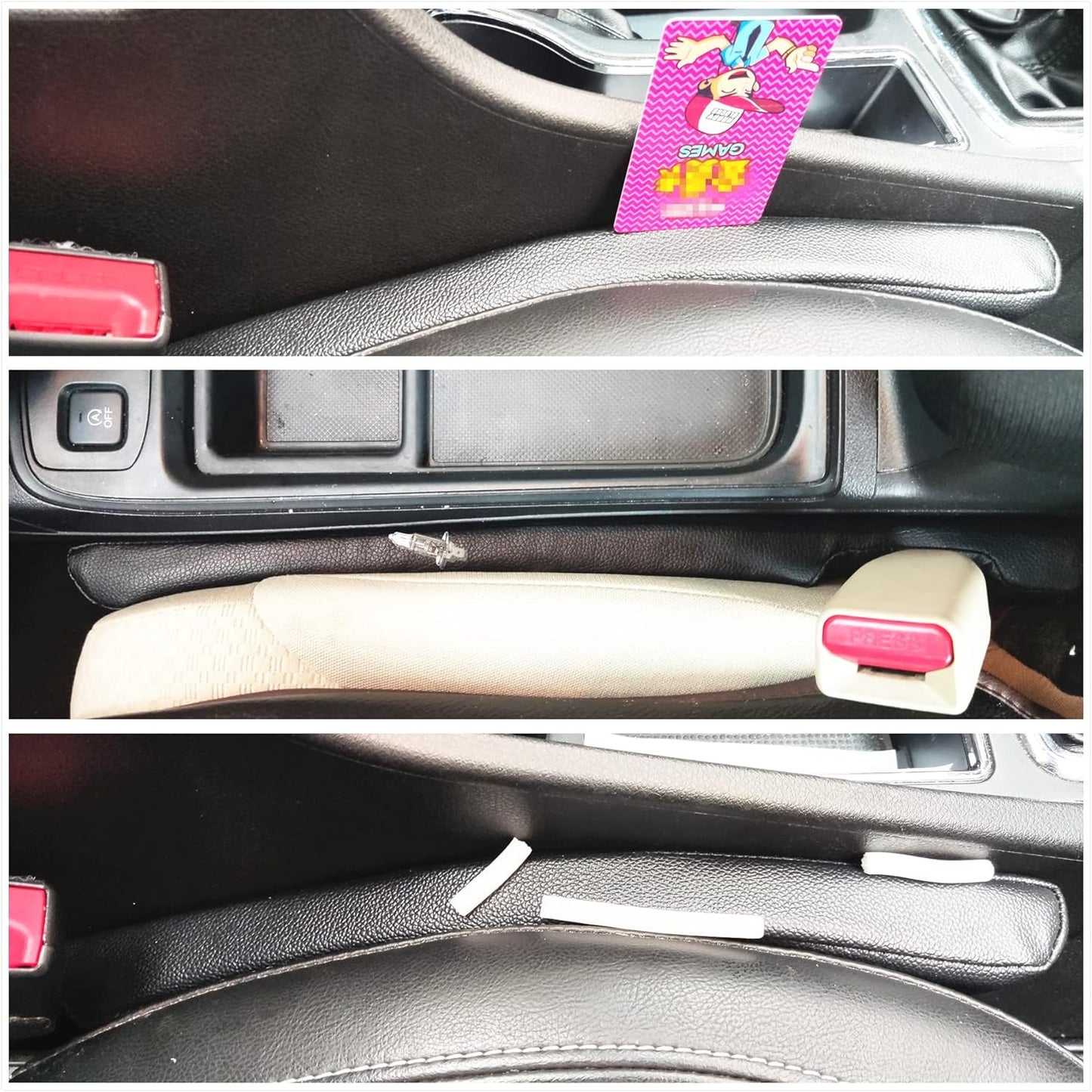 Leather Seat Gap Filler, No Drop Seat Guard Universal for Car SUV, Truck to Fill the Gap Between Seat and Console Black Crevice Plug Blocker Stopper Spacer Catcher 2 Pack LB