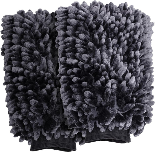 VIKING Microfiber Chenille Wash Mitts for Cars, 10 Inch x 8 Inch, 2 Pack
