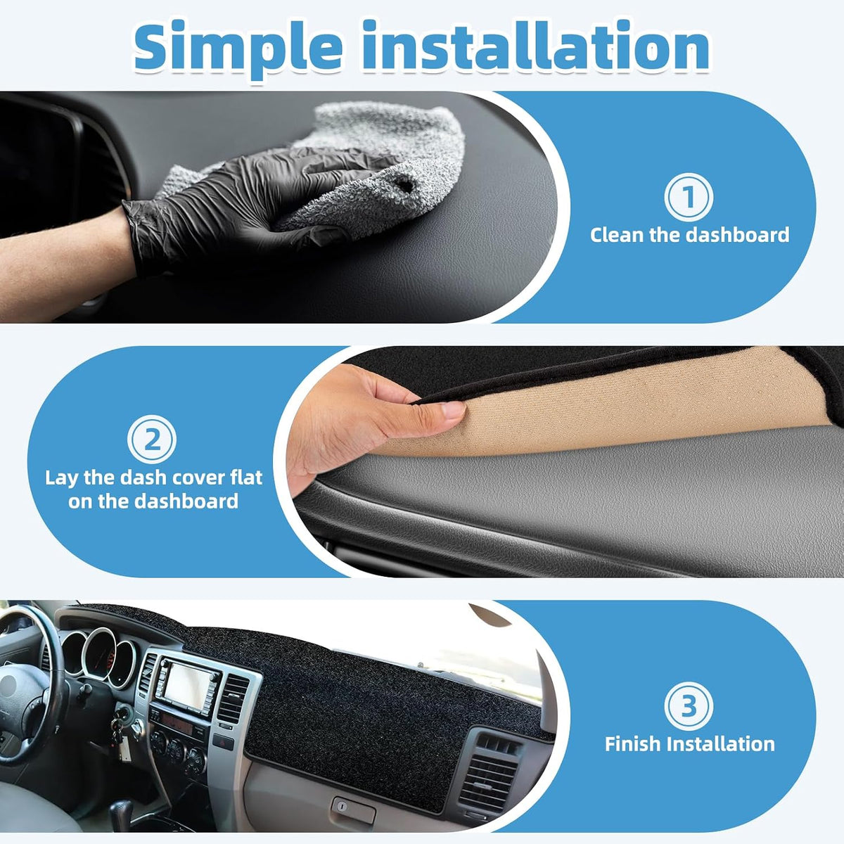 Dash Cover Mat Compatible with Toyota 4Runner 2003-2009 Non-Slip Dashboard Cover Mat Sunshade UV Rays Protector Interior Accessories