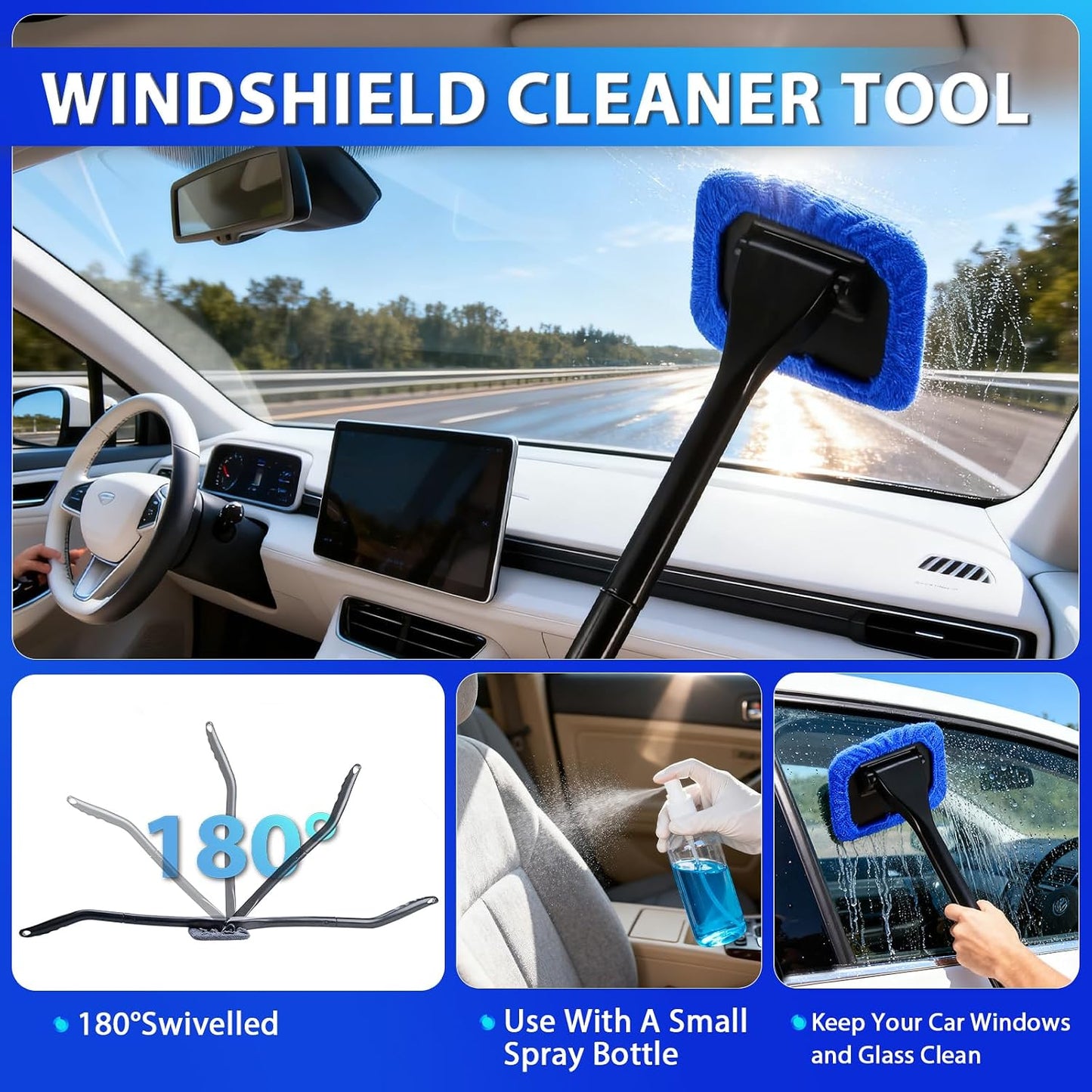THINKWORK Car Cleaning Kit Car Detailing Kit,Car Cleaning Kit Interior Cleaner with High Power Blue Handheld Vacuum Cleaner,Brush Sets,Windshield Cleaner and Storage Bag,Car Accessories,Car Gift Set