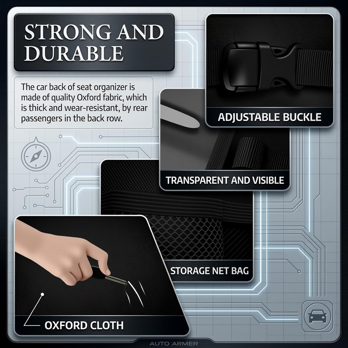 2026 New Backseat Car Organizer,Multifunctional Back Seat Car Organizer with Foldable Table Trays,Hanging Cars Seats Backs Organizers as Kick Mats Back Seat Protector