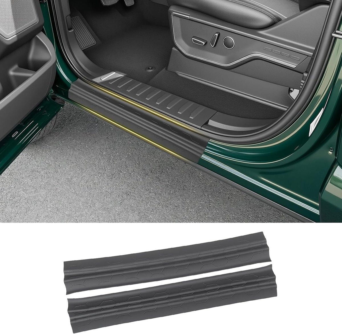 Front Door Sill Guards for 2021-2026 Ford F150 & 2023-2026 F250 F350 F450 F550 Super Duty Accessories, Full Coverage Door Sill Protector Kit Soft TPE Entry Guard Cover 2Pcs