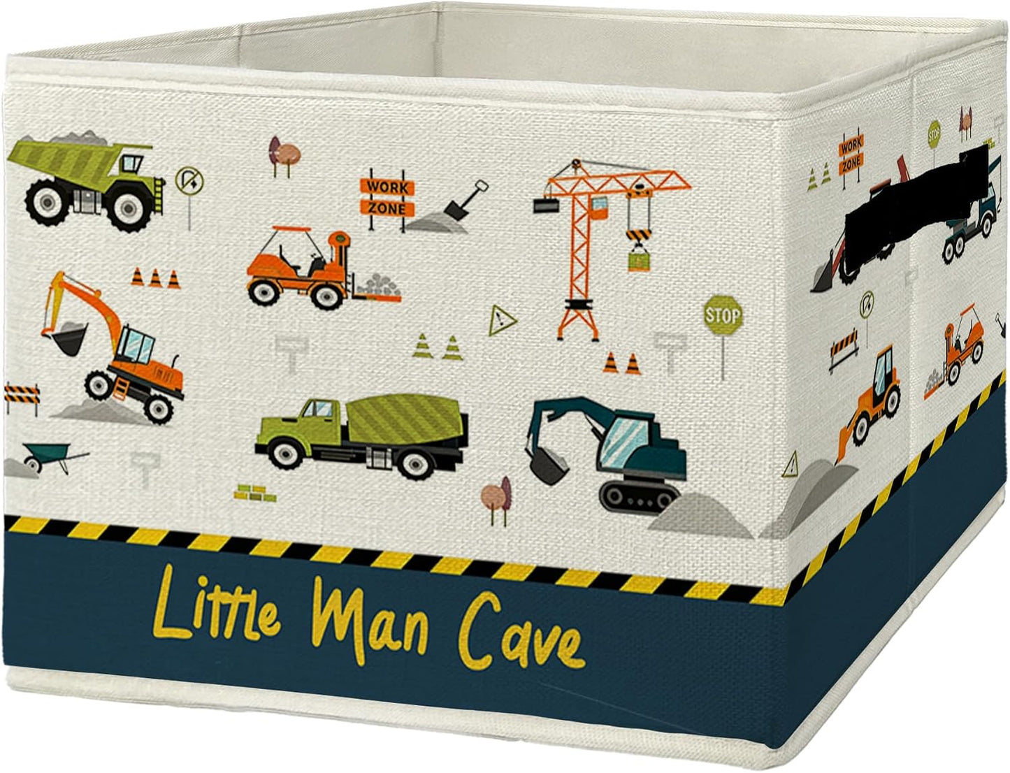 Truck Car Nursery Storage Bins & Boxes with Handles, Kids Room Foldable Basket for Organizing, Little Man Cave Vehicle Collapsible Storage Basket for Boys Bedroom Bathroom Clothes Toys Books