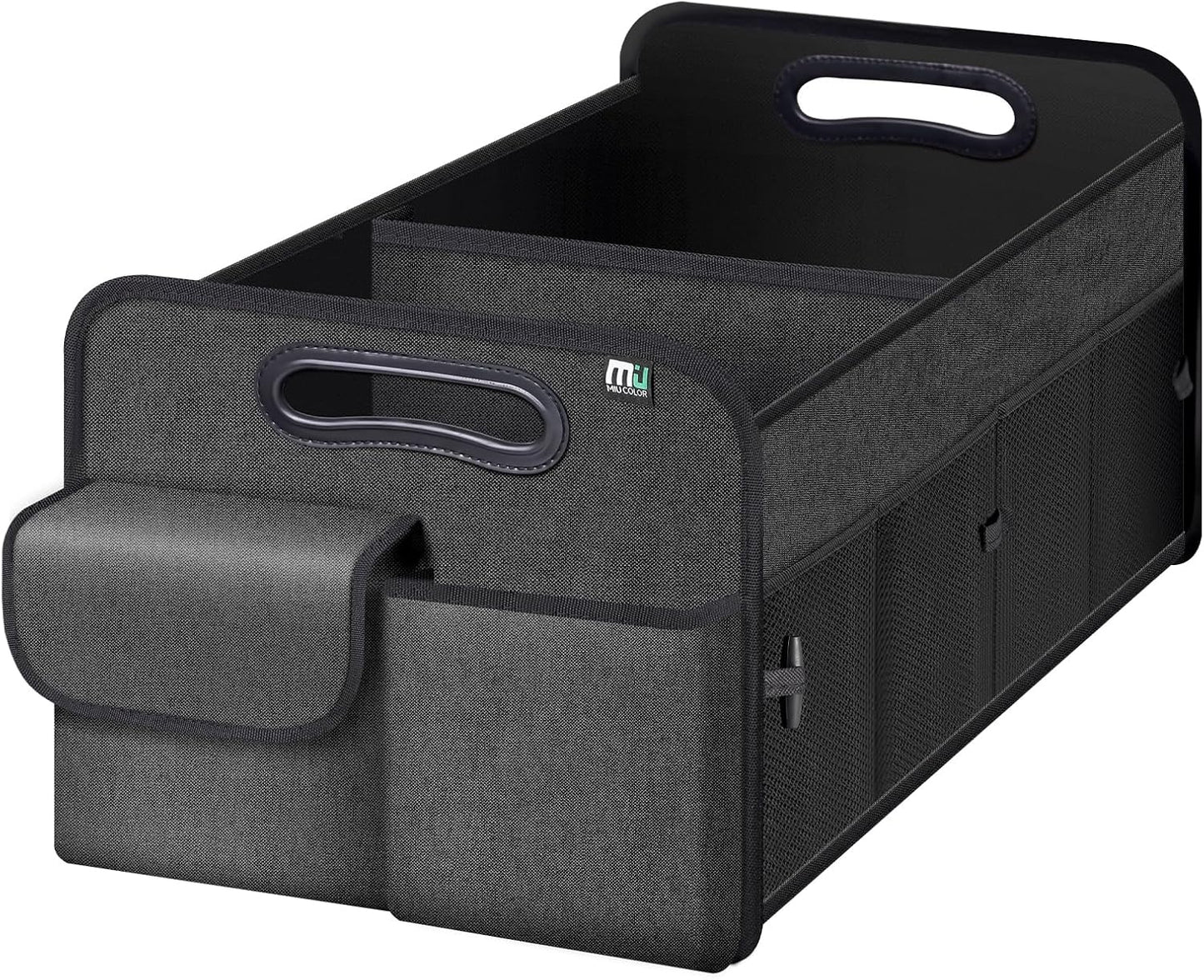 MIU COLOR Trunk Organizer for Car, Car Organizer, 8 Mesh Pockets Trunk Organizer for SUV, Non-Slip Bottom, Storage Organizer for Sedans, Van, Jeep, Grocery, 2 Compartments, Black 22"x13"x11"