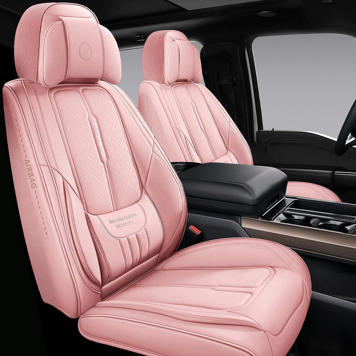 NS YOLO Universal Fit Premium Pink Leather 5-Seats Car Seat Covers