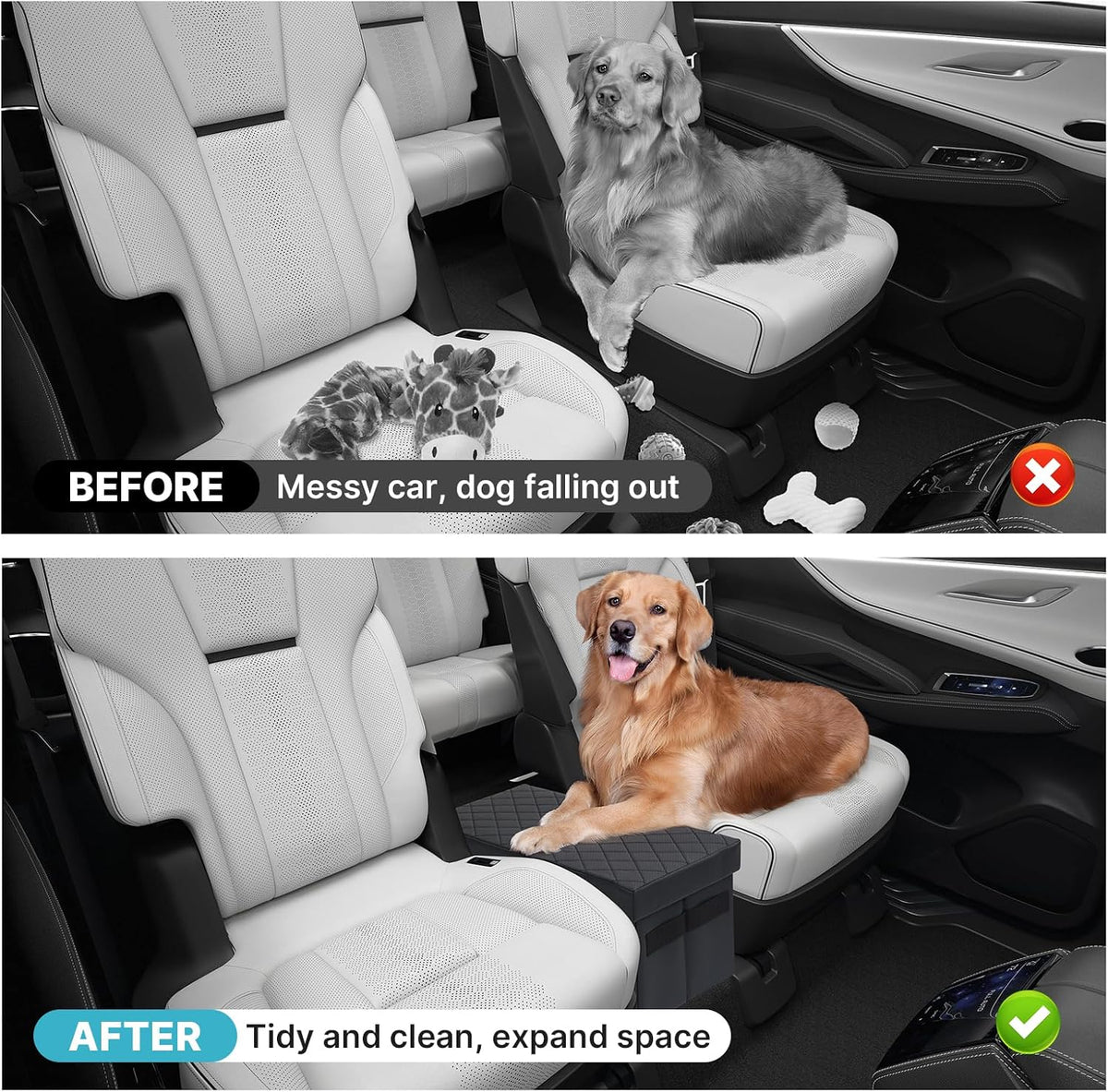 Mixsuper Liner Car Seat Organizer for Subaru Ascent 2019-2026, Console Organizer Backseat Box for Subaru Ascent, Dog Box Storage Bin Supplies Travel Accessories