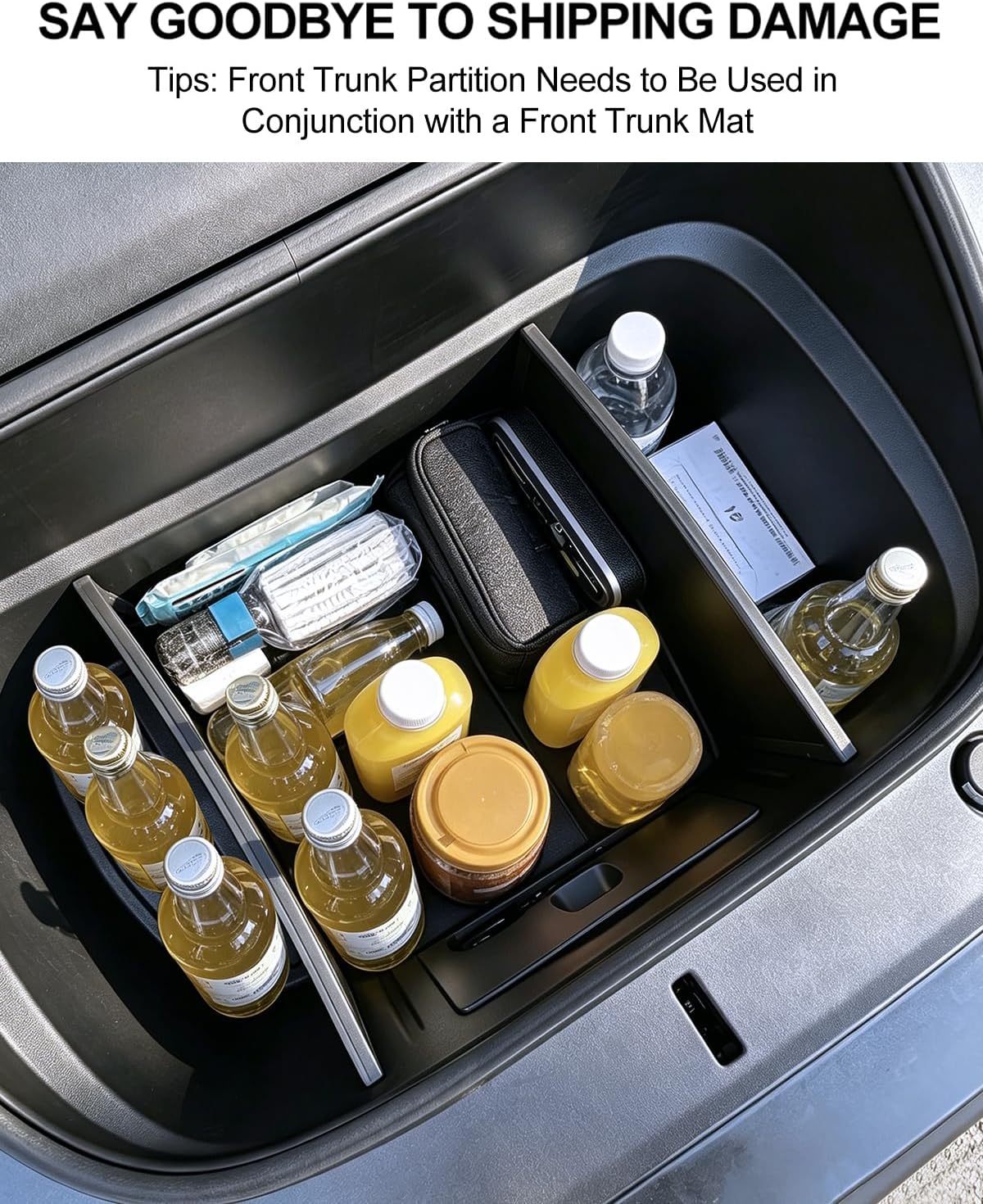 for Tesla Front Trunk Partition Model Y Juniper Accessories 2025 2026 Front Trunk Organizer Dividers Frunk Partition TPE Model Y Supermarket Daily Travel Goods Storage Separation 2PCS