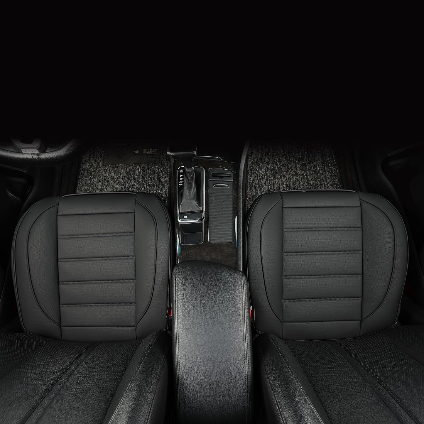 2 Pack Leather Front Car Seat Covers,Bottom Seat Covers for Cars,Driver Car Seat Cover,Luxury Seat Protectors,Waterproof,Full Wrap,for Most Vehicles,Sedan,Truck,SUV(Black)
