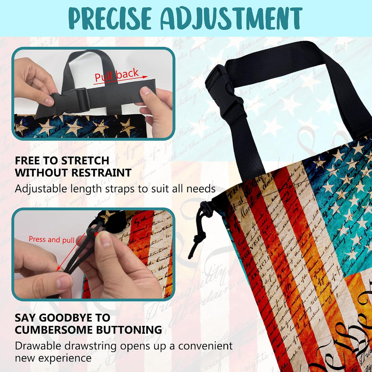 We the People Car Trash Bag American Flag Hanging Drawstring Car Organizer and Storage Bag with Adjustable Buckle Canvas Garbage Bin for Back Seat or Hanging Headrest Car Decor Road Trip Essentials