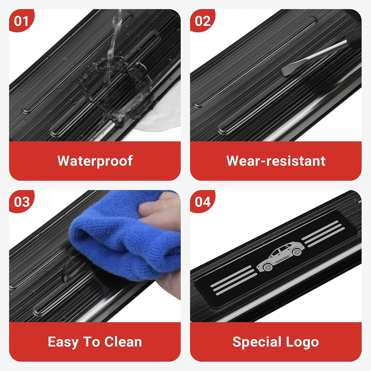 Hellet 4PCS Car Door Sill Protector for Mazda 2023 2024 2025 2026 CX-50 CX50 Accessories Stainless Steel Material Black Brushed Door Entry Guards
