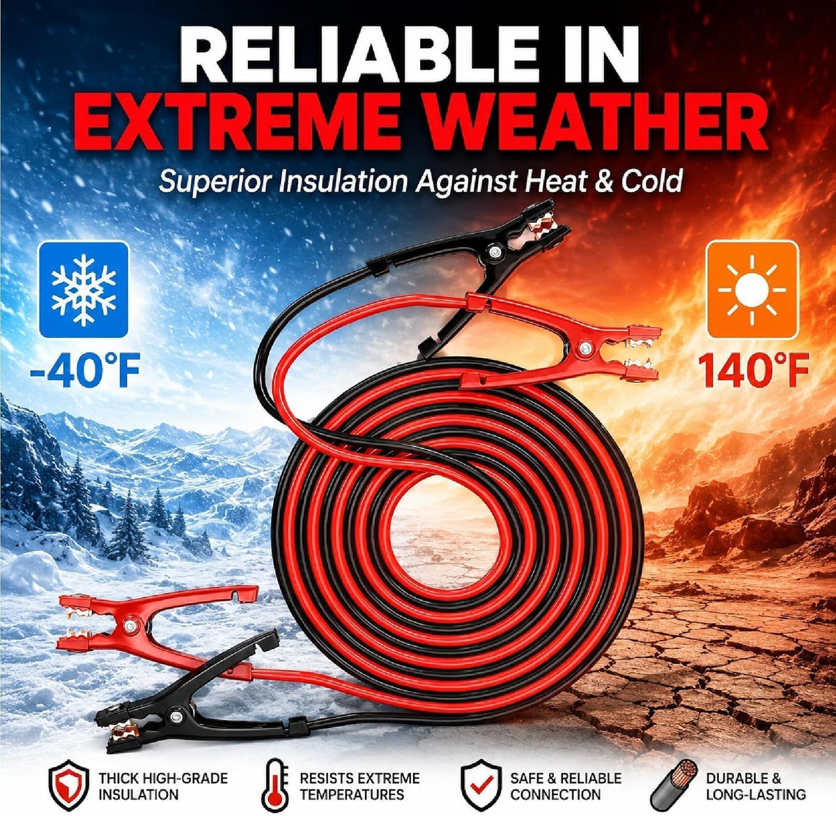 8 Gauge 12 Feet Jumper Cables for Car,Quick Connect Booster Wires