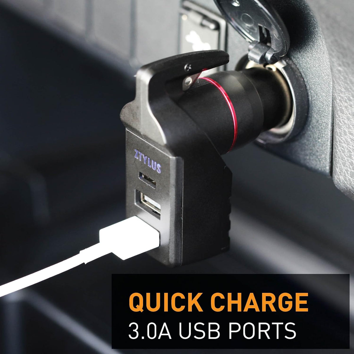 Stinger USA Type C Car Charger Emergency Escape Tool 1 USB-C 2USB-A 3.0A
