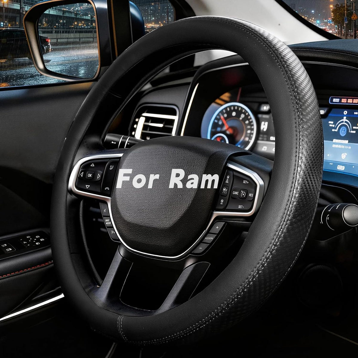 Steering Wheel Cover for Dodge Ram 1500 2500 3500 2012-2026, Black