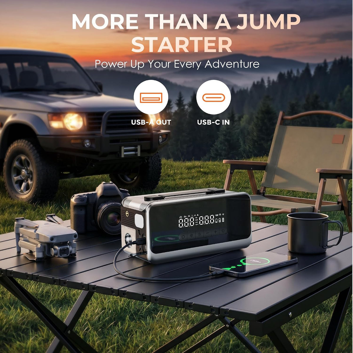 Jump Starter with Air Compressor, Car Battery Jumper Starter Portable 4000A