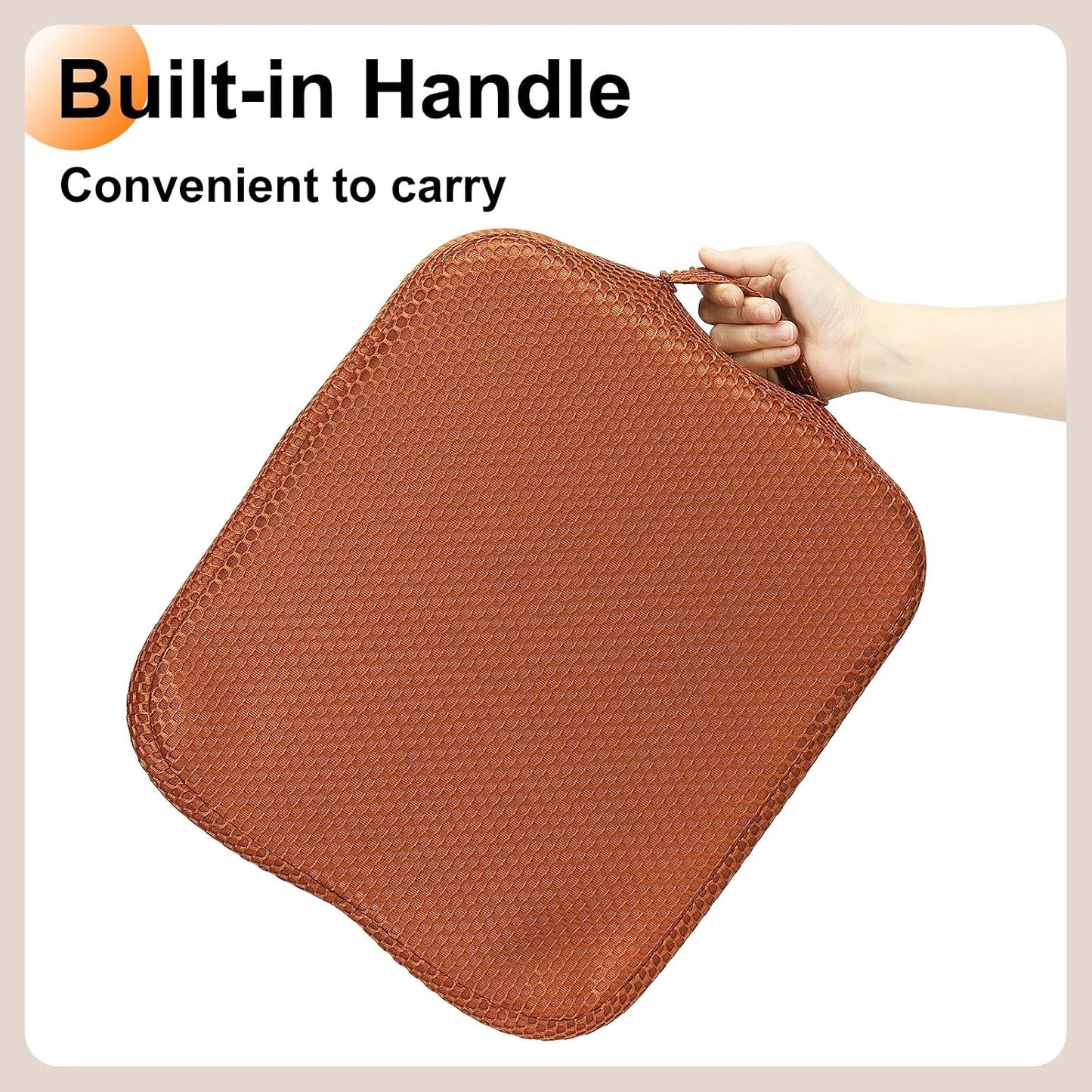 HARFINGTON Seat Cushion 4.72" Thick Comfort Memory Foam Office Chair Cushion with Non Slip Bottom for Car Seat Driver, Orange