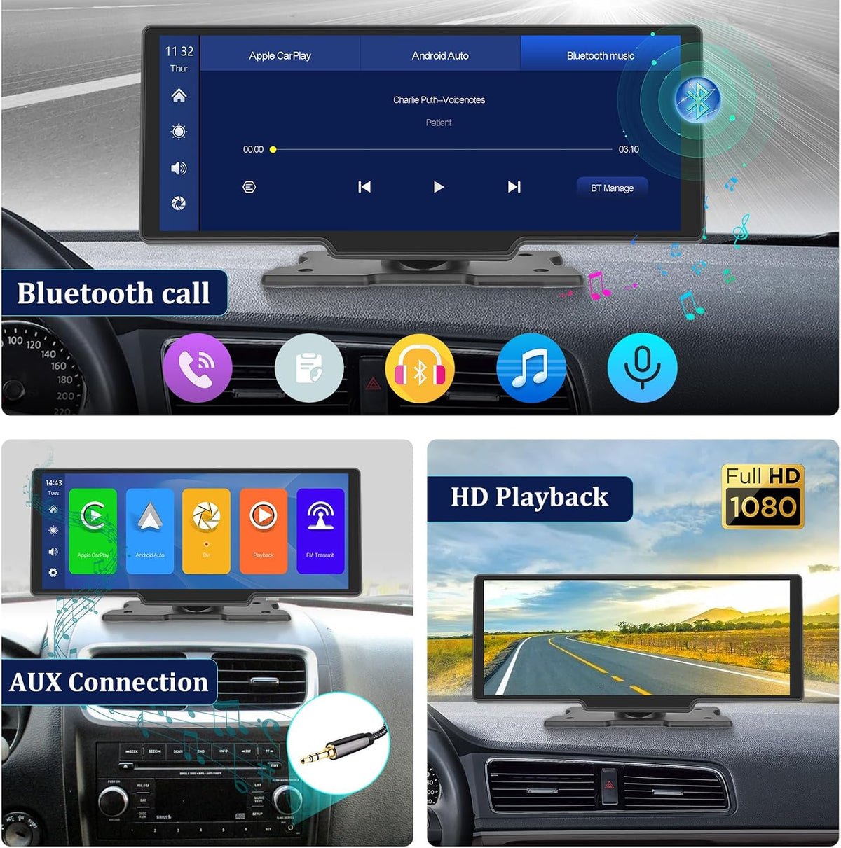 Carplay Screen Stereo 10.3 inch HD Wireless Car Play & Android Auto