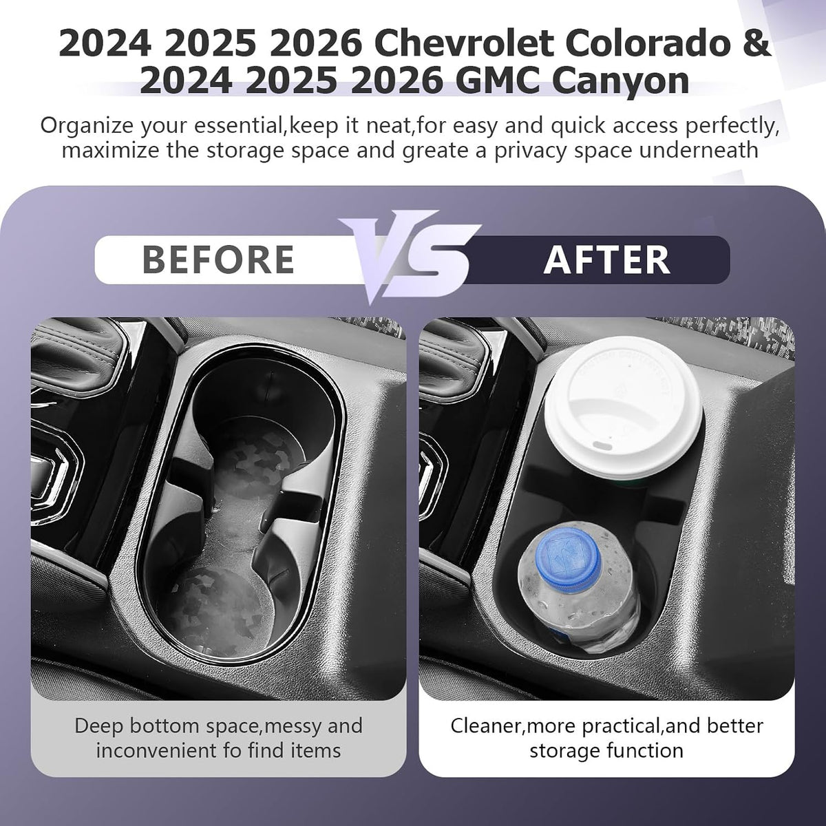 LUWU 2025 2026 Colorado Center Console Cup Holder Compatible with 2023 2024 2025 2026 Chevrolet Colorado & GMC Canyon Interior Accessories Center Console Silicone Material Cup Holder Insert
