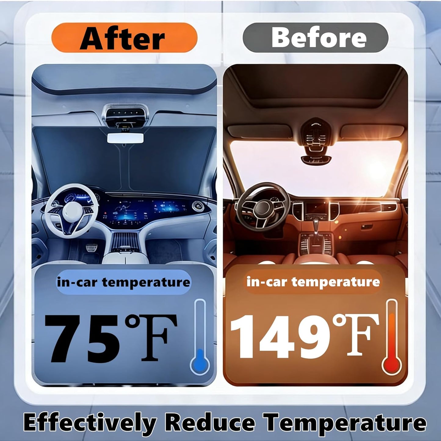 Windshield Sun Shade for 2018-2026 Ford Expedition Foldable Car Front Window Sunshade Accessories 4-Layer 240 T Sun Visor Protector Reflective Cover Block UV Rays & Sun Heat