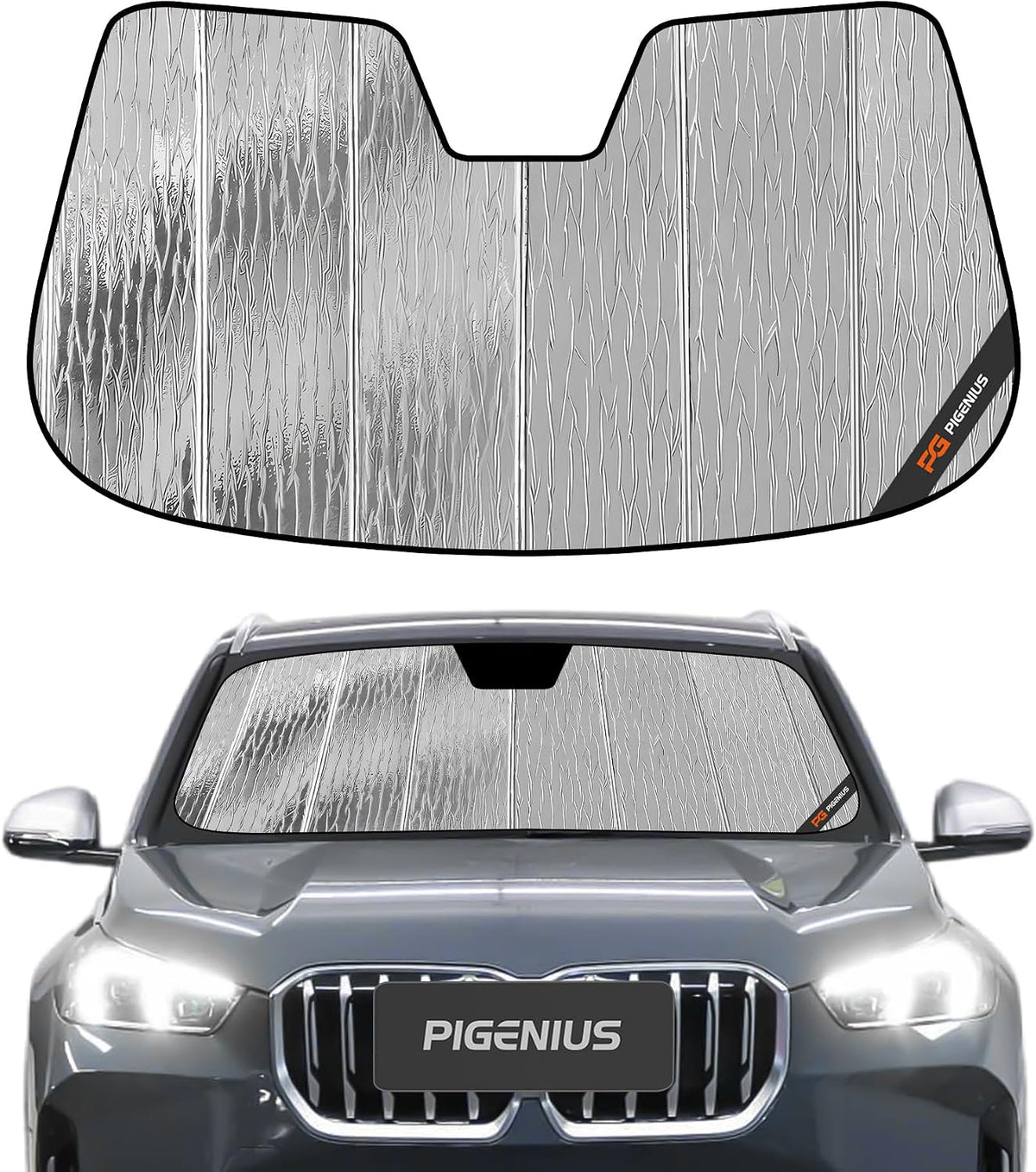 Pigenius Windshield Sun Shade for BMW X1 (U11) 2023-2026, Fits xDrive28i xDrive30 M35i, Reversible Silver/Black