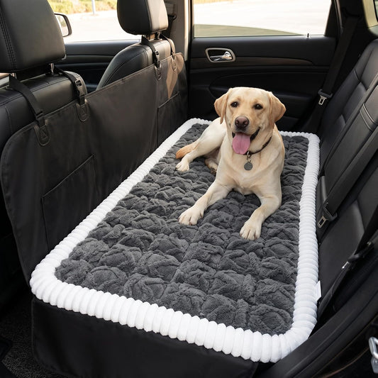 Avont Dog Bed for Car Back Seat, 2026 New Backseat Pet Bed Mat | 52.3"x23.6" Back Seat Pet Cover for Dogs Machine Washable Non-Slip Thick Plush Travel Mat for SUVs Trucks Camping - Dark Grey