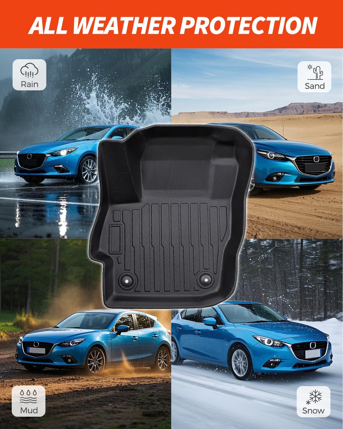 Floor Mats for Mazda 3 Hatchback Sedan 2010-2013,3 Pcs Car Mats