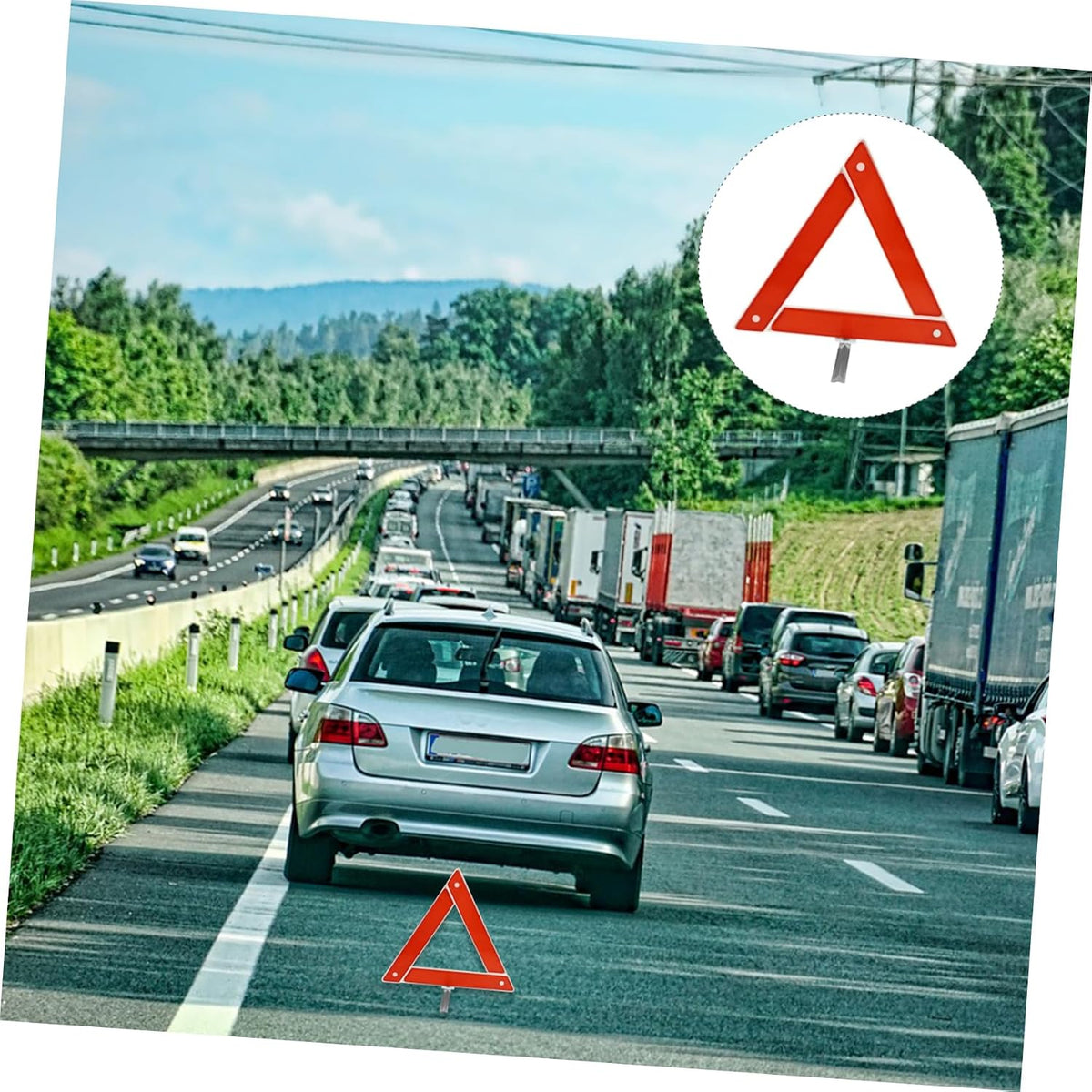 2pcs Car Warning Triangle Folding Safety Sign, Red Plastic