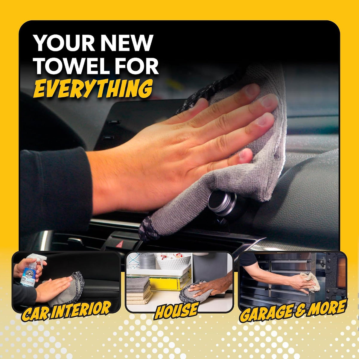 Chemical Guys, AllSwipe Multi-Use Microfiber Towels, Gray, 14 x 12, 6 Pack