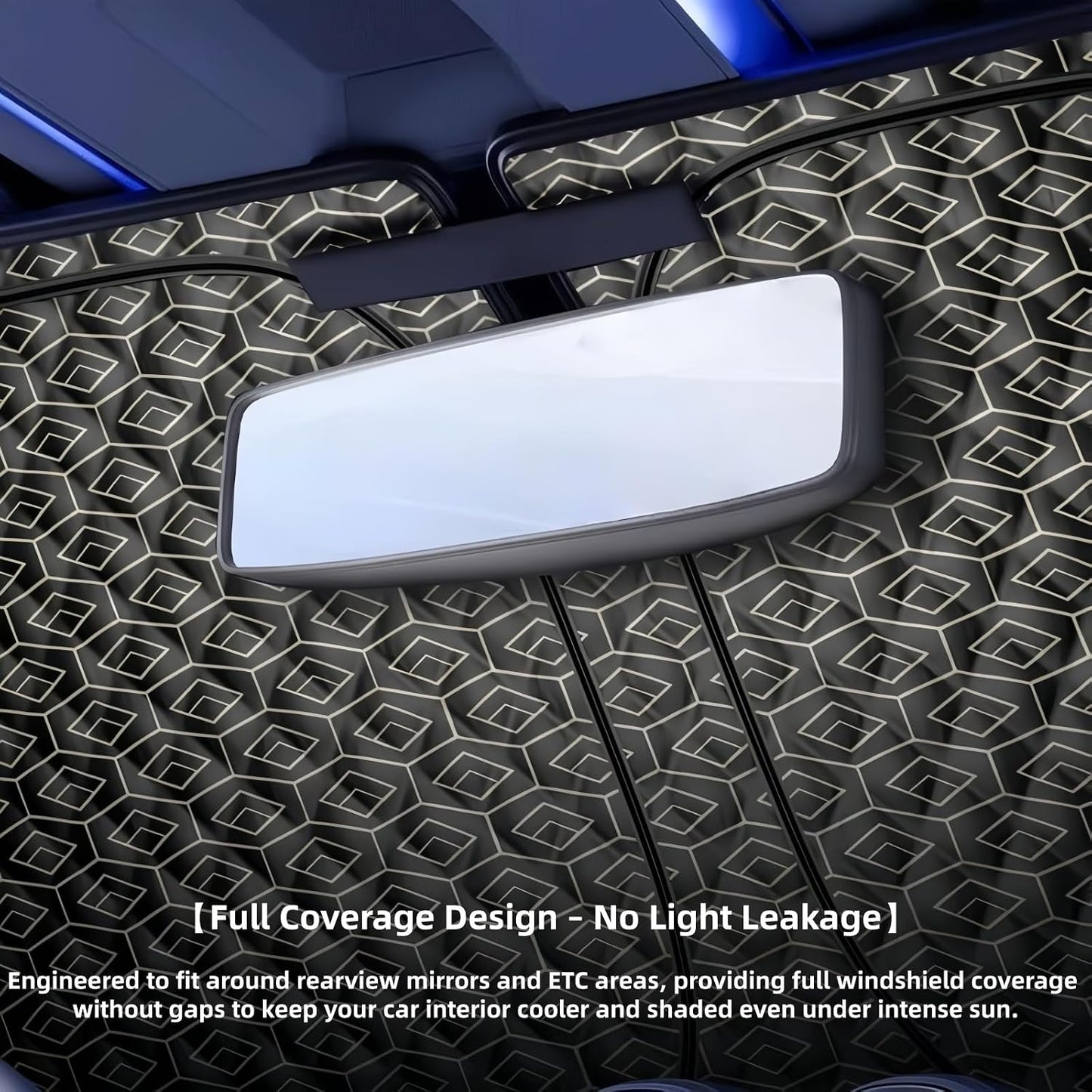 Foldable Windshield Sunshade | 5-Layer Laser Reflective Oxford Fabric Car Sun Shade with Steel Frame | UV Protection Heat Shield Sun Visor | Keeps Interior Cool & Protects Dashboard L(58 * 31 inch)