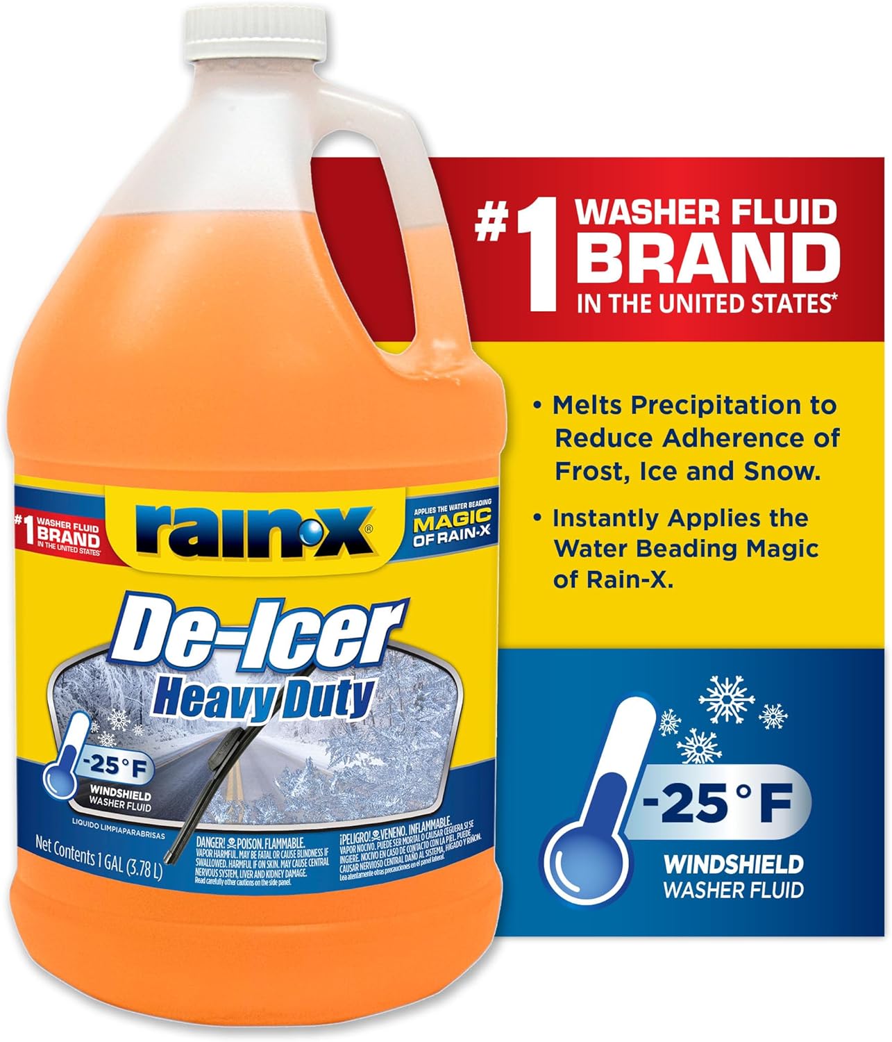 Rain-X -25°F Heavy Duty De-Icer Windshield Washer Fluid - 1 Gallon (Pack of 6)