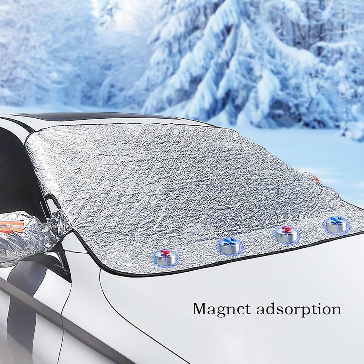 Car Windshield Snow Cover for Honda CRV 2012 2013 2014 2015 2016 2017, Magnetic Front Window Cover 4-Layer Protection for Snow Ice Frost Sun with Side Mirrors Winter Accessories,L