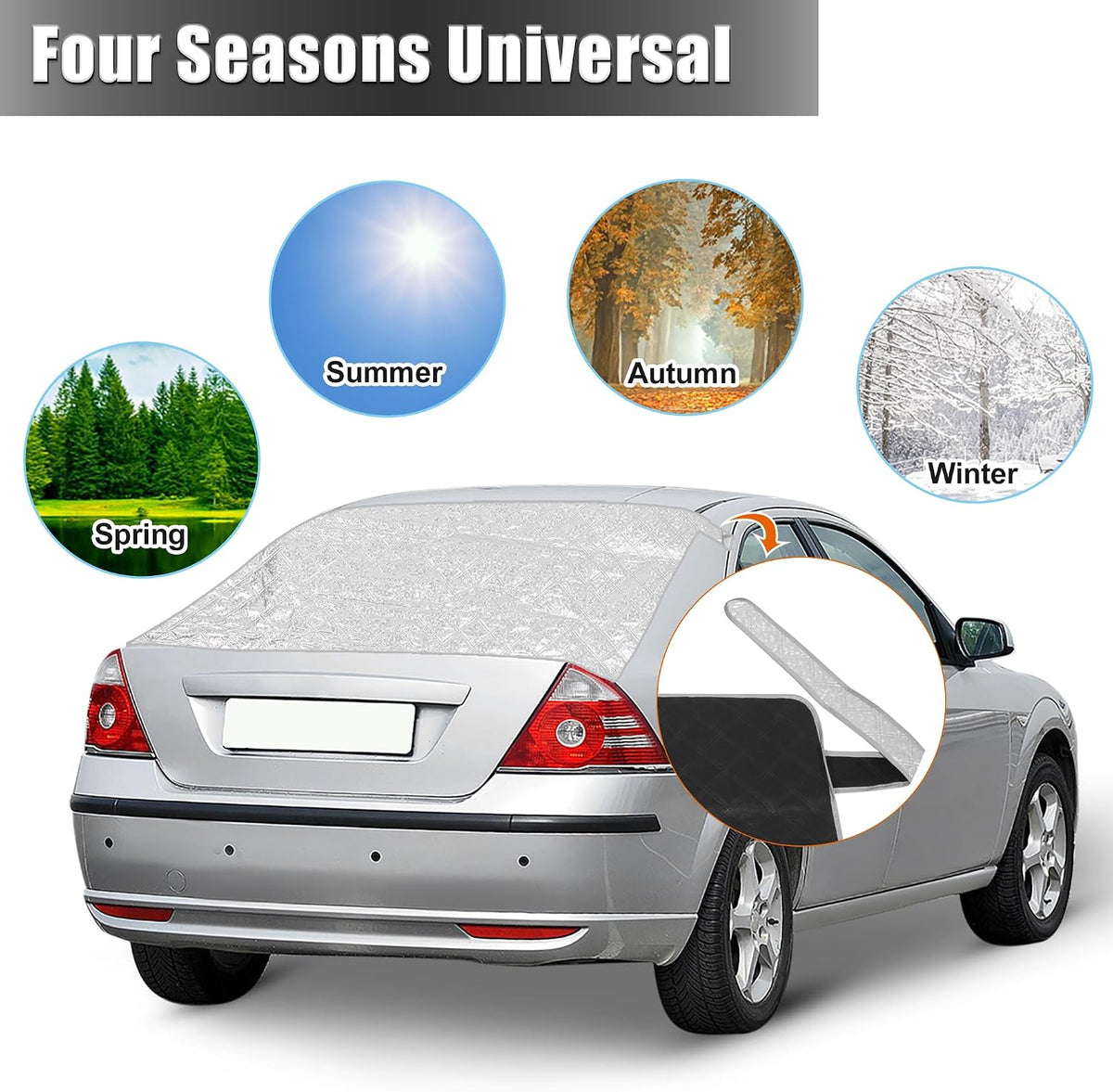 X AUTOHAUX Rear Windshield Cover for Ice and Snow Magnetic Car Window Black