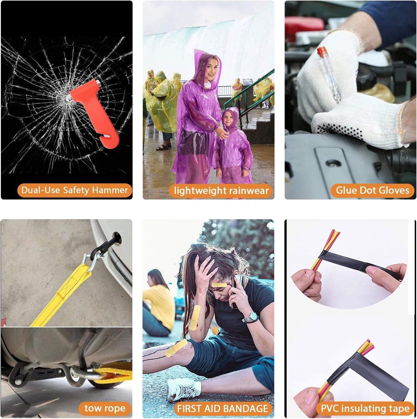 Emergency Roadside Kit for Car, Safety Kits for Cars With Jumper Cables | Premium Roadside Assistance Kit for Cars Headlamp Folding Shovel Safety Hammers Tow Rope Gifts for New Drivers Car Tool Kit