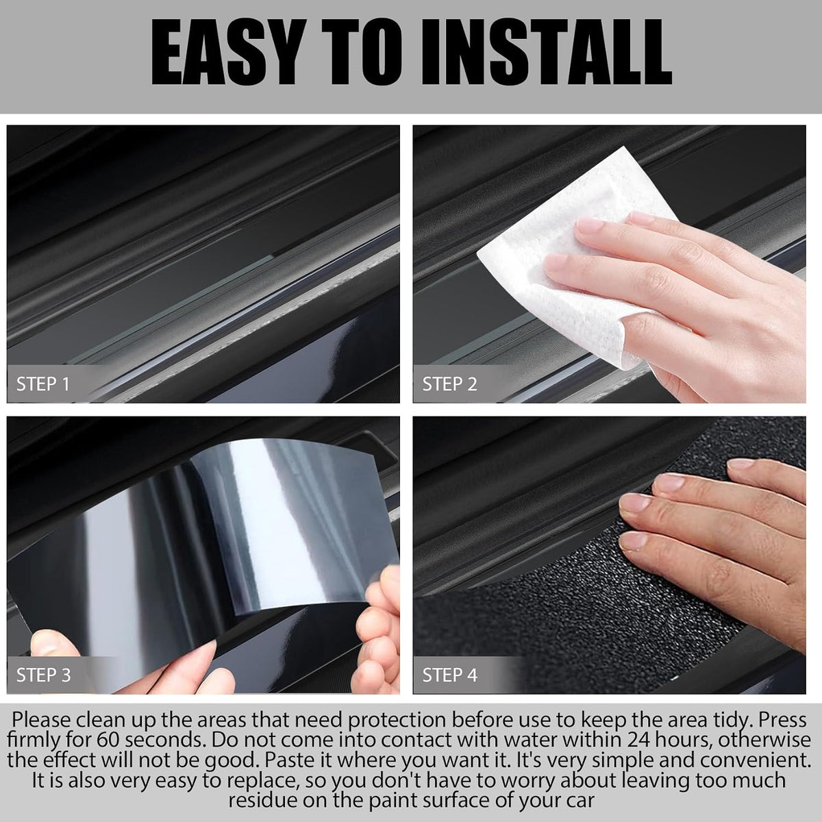 Universal Car Door Edge Guards, Car Door Protector, Waterproof Automotive Vinyl Wrap Film, Anti-Collision Auto Door Sill Protector & Entry Guard Scuff Shield for Most Vehicles Trucks (Black)