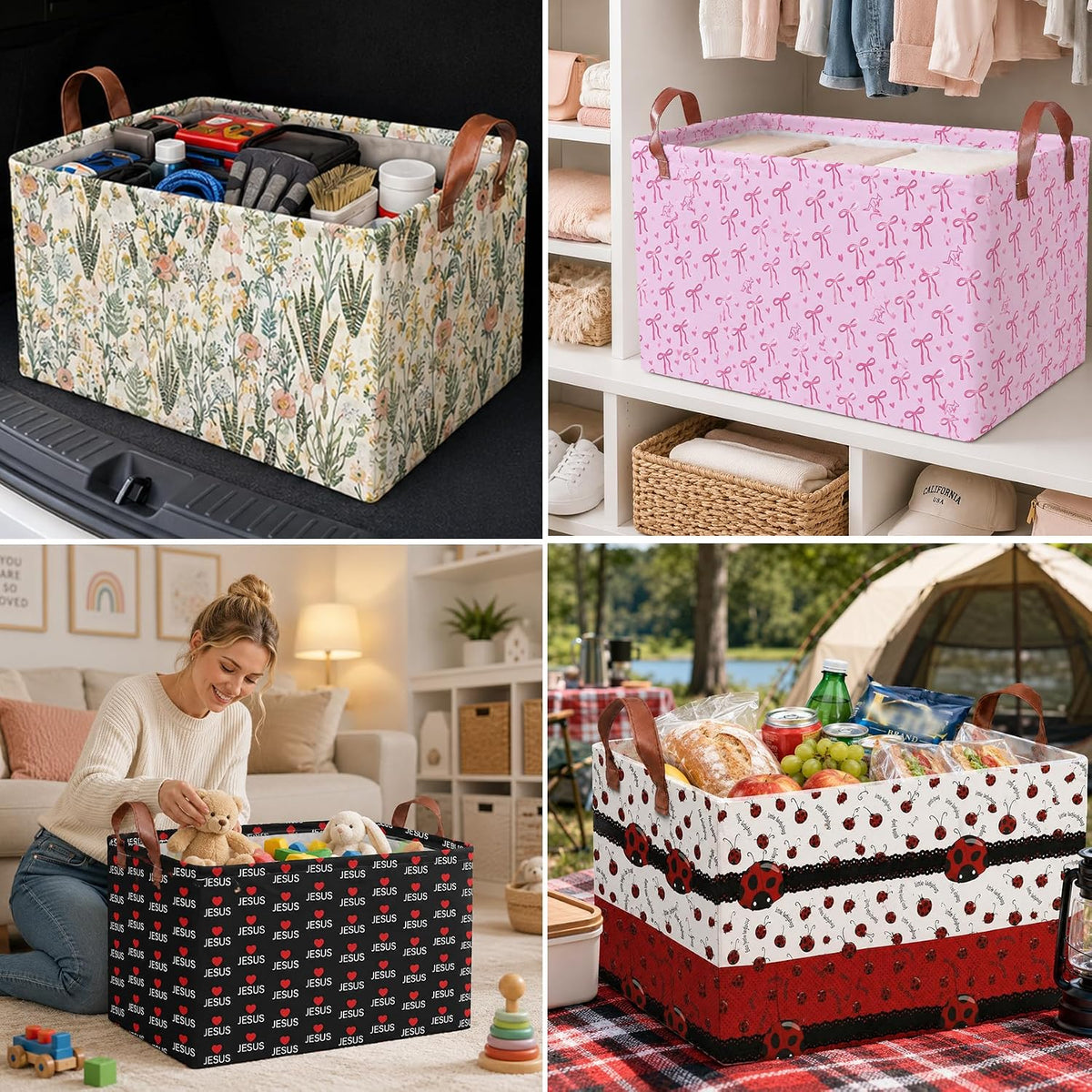 Butterfly Car Trunk Organizer 20L Fold Auto Storage Basket with Handles