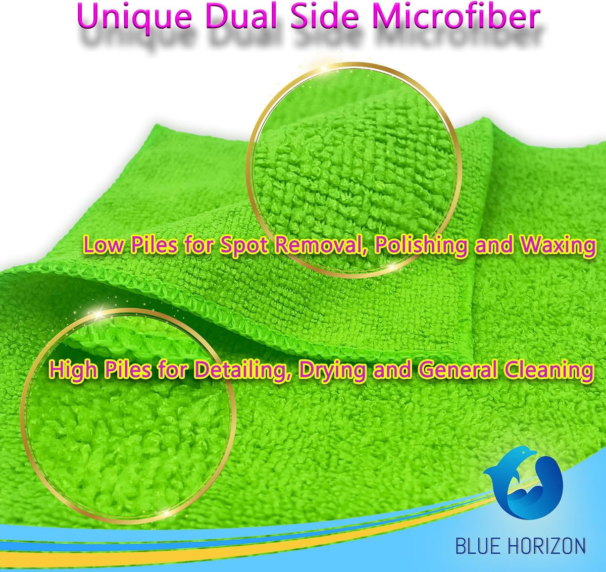 Green Large Microfiber Cleaning Towels,36-Pack Dual-Sided Ultra Soft Plush Washcloth, Professional Grade Premium Microfiber Detailing Cleaning Cloths, Car, Household and Commercial (Green, 16" X 16")