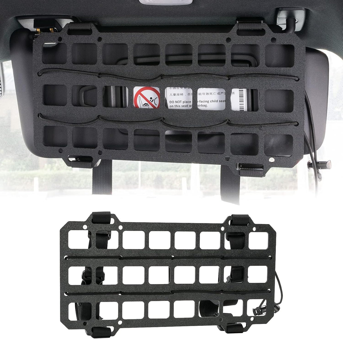 2 Pcs Vehicle Molle Panel Tactical Visor Organizer for Car Visor/Headrest/Seat Back, Gear Holder and Accessories Pouches for EDC Tools
