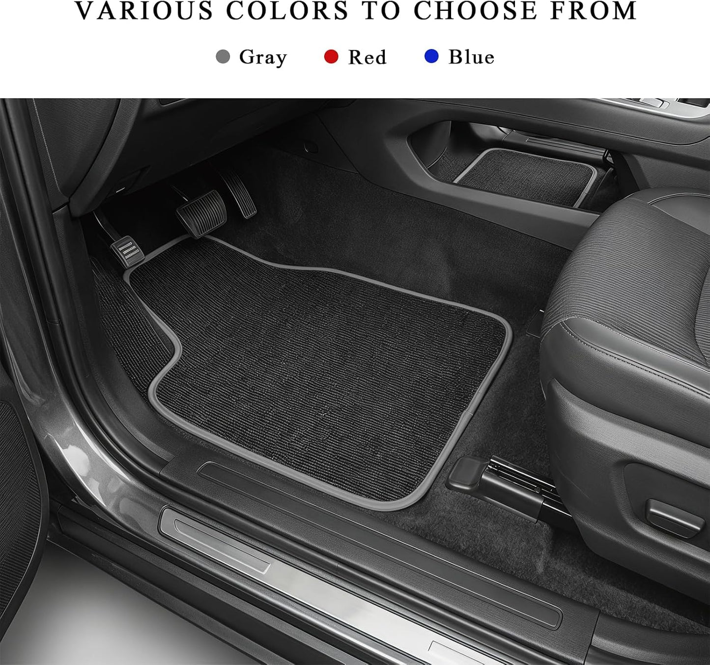 4PCS Car Floor Mats, Anti-Slip Waterproof Car Carpets with Safety Heel Pad, Heavy Duty Floor Mat for All Weather Protection, Universal Trim to Fit for Sedans Trucks SUVs (Black & Gray)