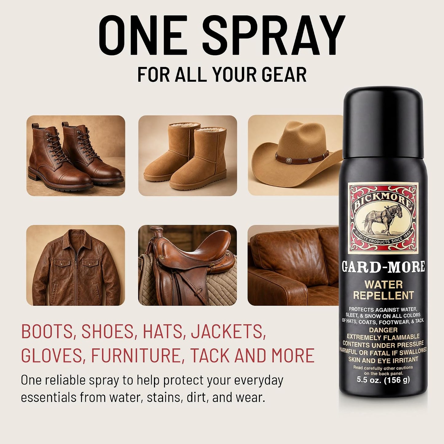 Gard-More Water & Stain Repellent | Leather & Suede Protector Spray | Shoe Waterproof Spray | Heavy Duty Fabric Protector for Leather Boots, Hats, Jackets & UGGs | Won't Darken or Yellow | Made in USA
