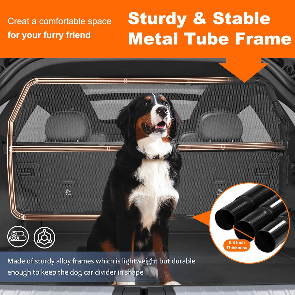Dog Car Barrier for Back Seat & Trunk - 50" Wide for Midsize SUVs and cars