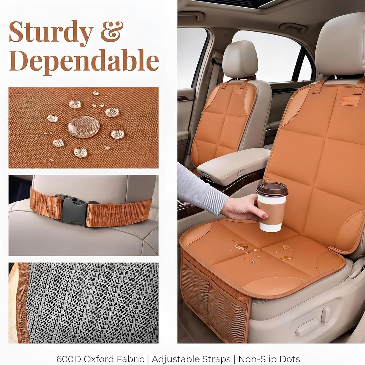 SMART ELF Car Seat Protector 2-Pack, Thick Padding Cushion (Dark Brown)
