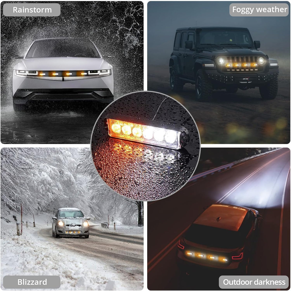 Justech Surface Mount Strobe Lights for Trucks, 8 PCS 6 LED Warning Kit