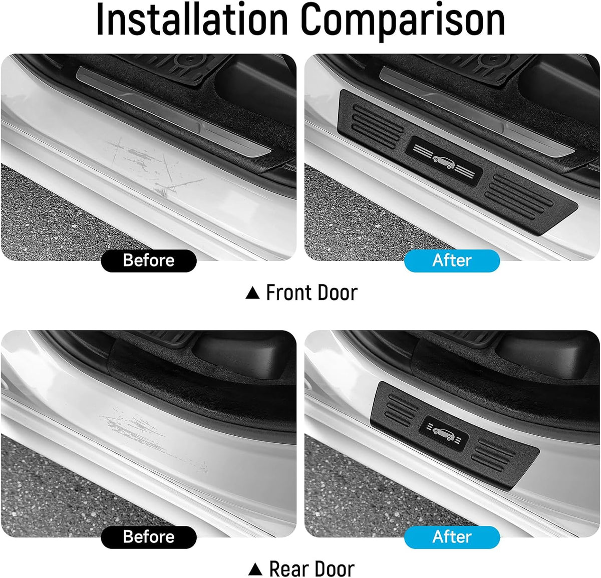 ZZEQYG 4 Pcs Door Sill Protector for Jeep Grand Cherokee (Not for L Model) 2011-2021 Accessories ABS Material Door Sill Guards Trim