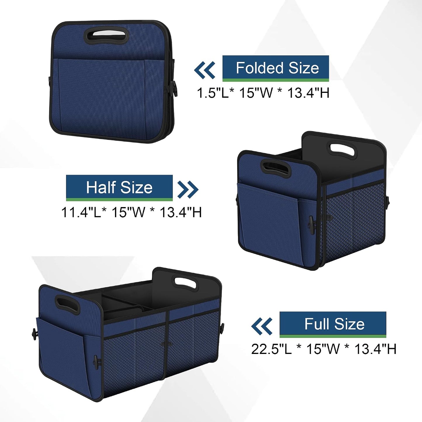 Femuar Car Trunk Organizer,Car Storage Organizer with 72L Large Capacity Waterproof Collapsible and 11 Pockets,Trunk Organizer for Car Suv/Jeep/Sedan, Large Size,Blue