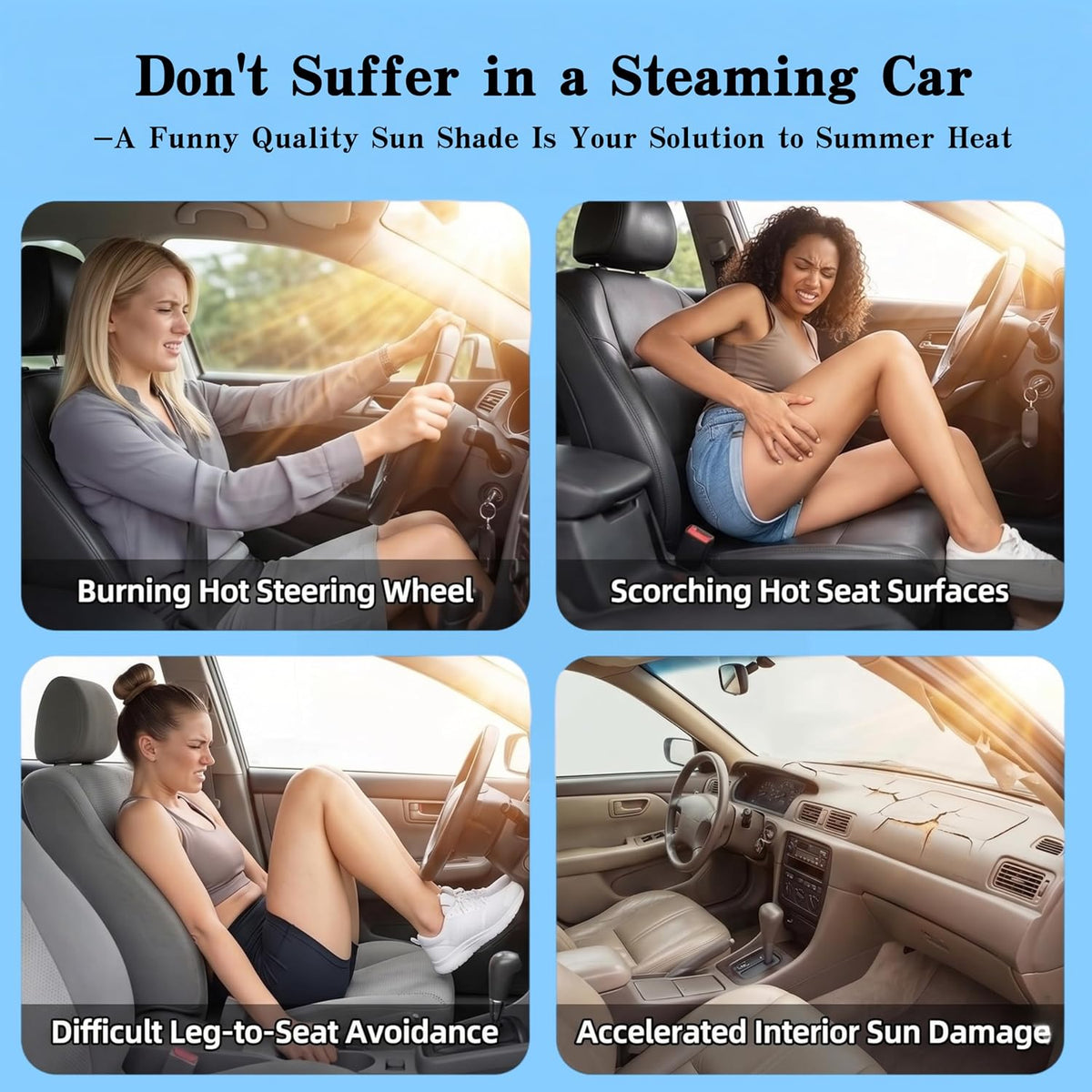 Car Windshield Sun Shade, Universal Fit Midsized Sedan SUV, Cool Gray