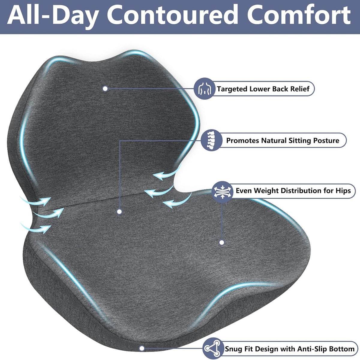 Memory Foam Car Seat Cushion with Lumbar Support Pillow,Driver Seat Cushion
