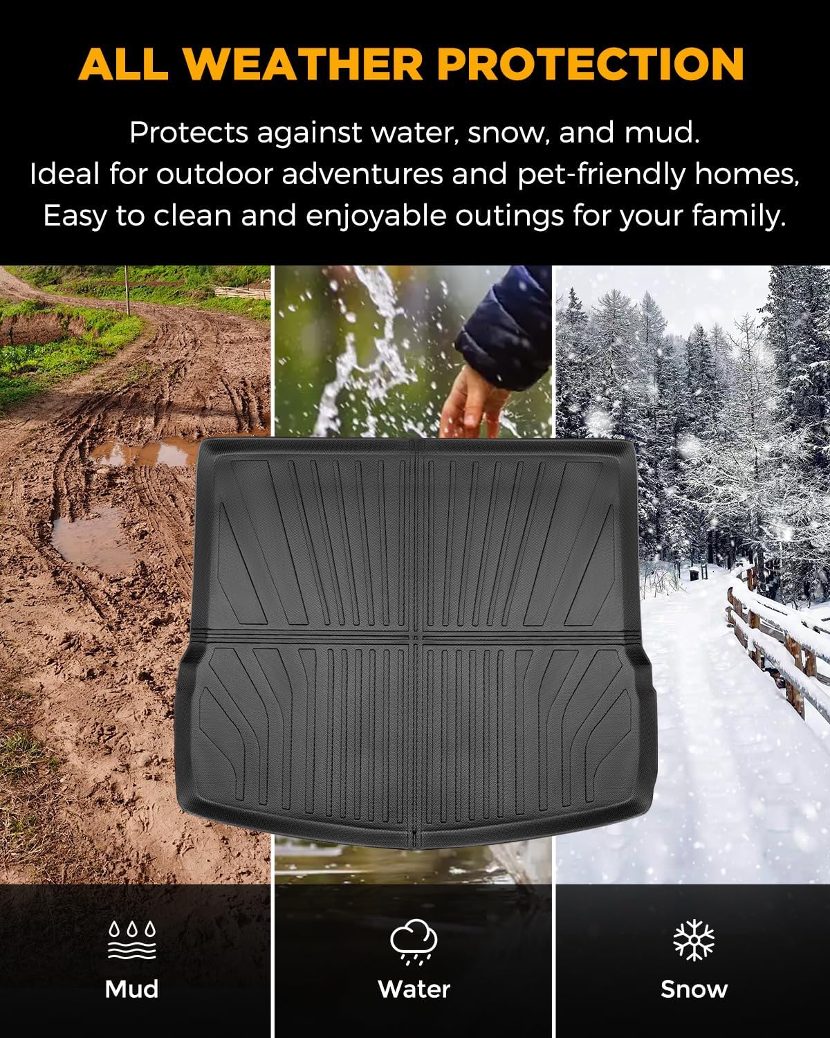 Trunk Mats Cargo Liner for Porsche Macan 2014-2026 | All Weather | Heavy Duty | TPE | Waterproof | Anti-Slip | Car Accessories