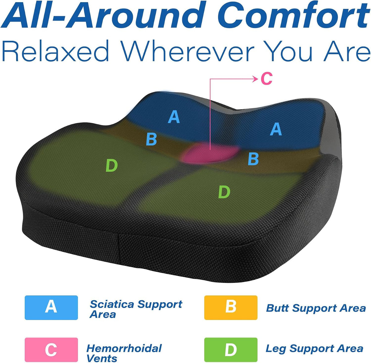 Allaboutsla Car Seat Cushion for Driving, Car Seat Pillow for Short Drivers
