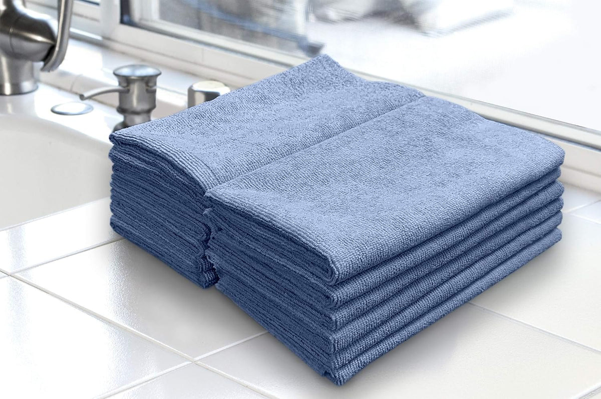 Detailer's Preference Premium Edgeless Microfiber Towels, 350 GSM, Ultra Soft, Lint-Free, Streak-Free, Scratch-Free, Highly Absorbent, for Auto, Home, and Detailing,16x16, 12-Pack, Light Blue
