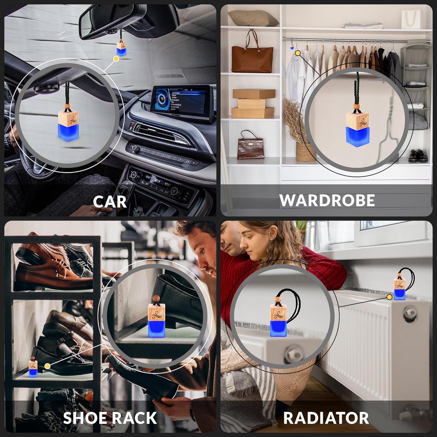 Solvère Car Air Freshener for Men | Perfume Style Freshener with Solvère Fragrance | Strong Freshener with Odor Eliminating Technology with Vent Clip | Car Air Freshener by Perfa